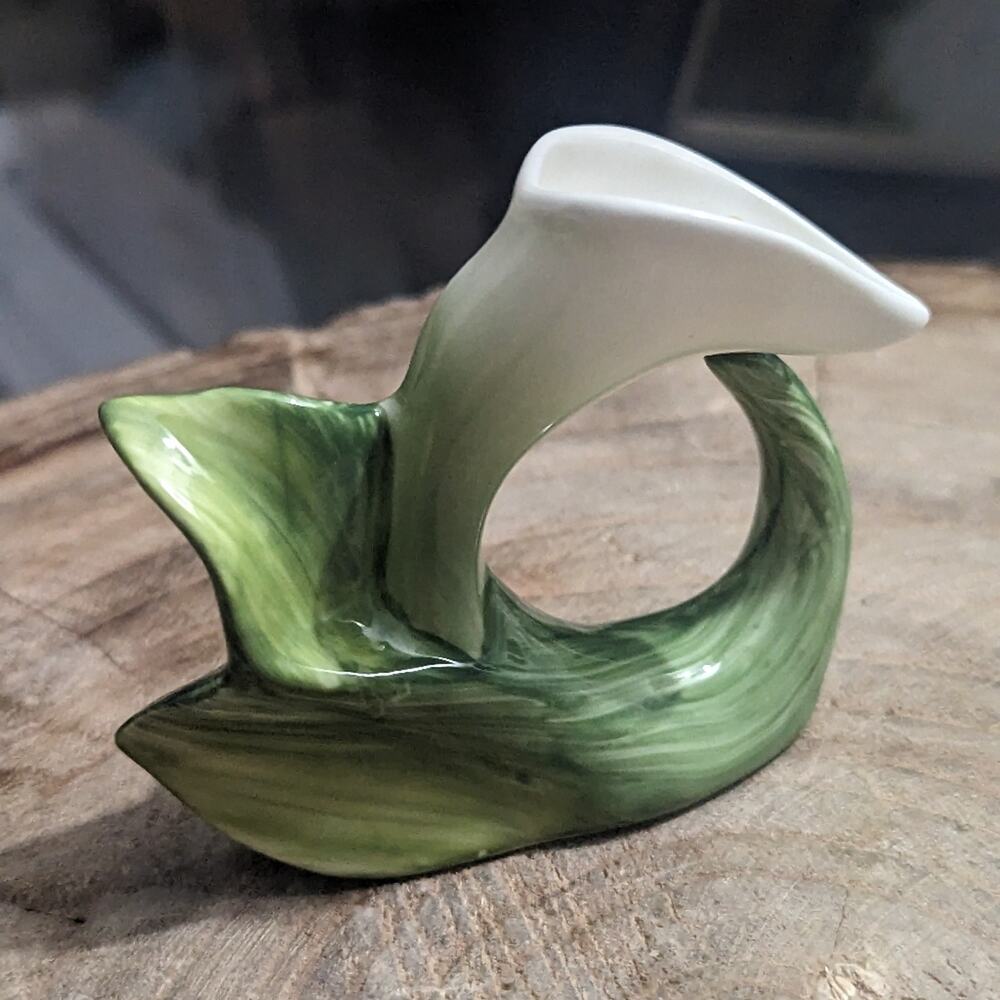 Vintage PIA Flower on Branch Napkin Ring Holder Bone China